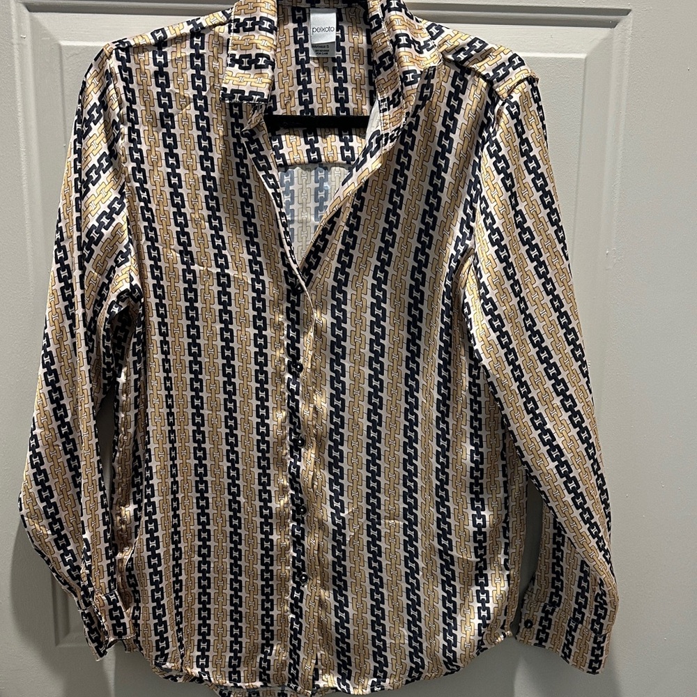 Peixoto Chain Pattern Shirt in Black and Gold